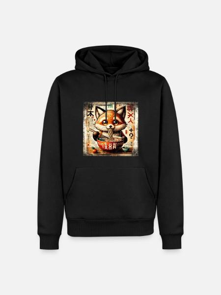 Ramen Fox Grunge Poster Style - Men’s Premium Organic Hoodie - black