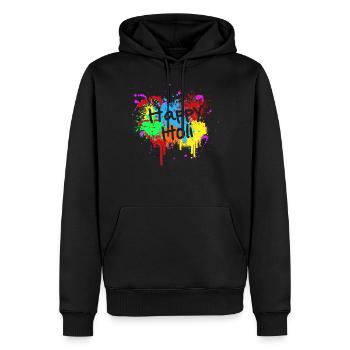 Festival der Farben Indien Hindu Happy Holi - Männer Premium Bio Hoodie - Schwarz - Vorne - Nico (187cm)