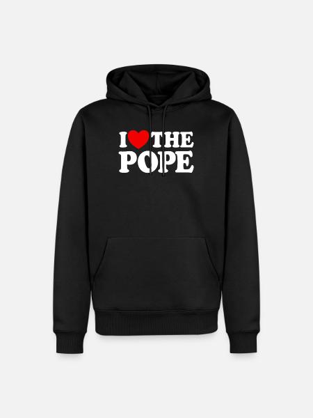 Ich liebe den katholischen Papst mit rotem Herzen - Männer Premium Bio Hoodie - Schwarz