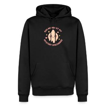 Fragen Sie mich nach meiner mysteriösen Entlassung - Männer Premium Bio Hoodie - Schwarz - Vorne - Nico (187cm)