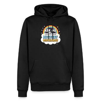 Fragen Sie mich nach meiner mysteriösen Entlassung - Männer Premium Bio Hoodie - Schwarz - Vorne - Nico (187cm)