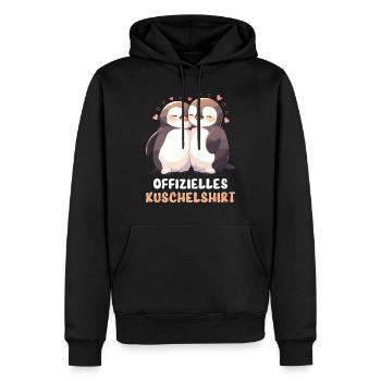 Chemise Câline Officielle Pingouins Amour Coeur Doux - Sweat à capuche Premium bio Homme - noir - Devant - Nico (187cm)