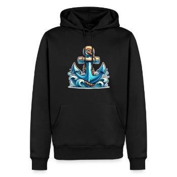 Anker - Männer Premium Bio Hoodie - Schwarz - Vorne - Nico (187cm)