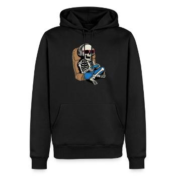Gamer Skeleton Halloween Jeu vidéo Skeleton Gamer - Sweat à capuche Premium bio Homme - noir - Devant - Nico (187cm)