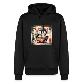 Ramen Pinguin Grunge Poster Style - Männer Premium Bio Hoodie - Schwarz - Vorne - Nico (187cm)