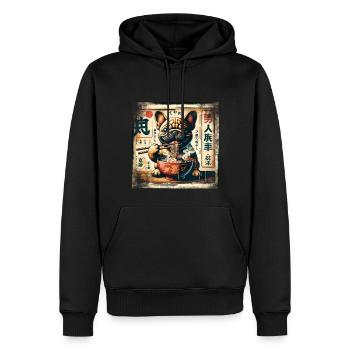 Ramen Bouledogue Français Chien Grunge Poster St - Sweat à capuche Premium bio Homme - noir - Devant - Nico (187cm)
