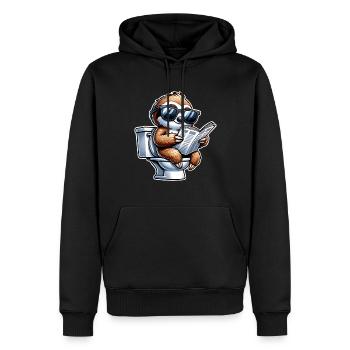 Journal de toilette paresseux - Sweat à capuche Premium bio Homme - noir - Devant - Nico (187cm)