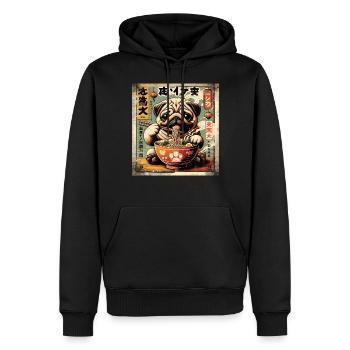 Ramen Carlin Chien Grunge Affiche Style - Sweat à capuche Premium bio Homme - noir - Devant - Nico (187cm)