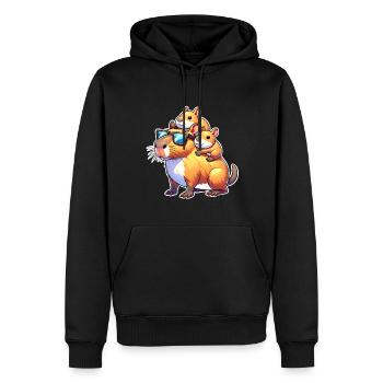 Capybara Papa Fils Fille Enfants - Sweat à capuche Premium bio Homme - noir - Devant - Nico (187cm)