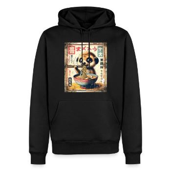 Ramen Meerkat Grunge Poster Style - Men’s Premium Organic Hoodie - black - Front - Nico (187cm)