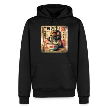 Ramen T Rex Dinosaur Grunge Poster Style - Men’s Premium Organic Hoodie - black - Front - Nico (187cm)