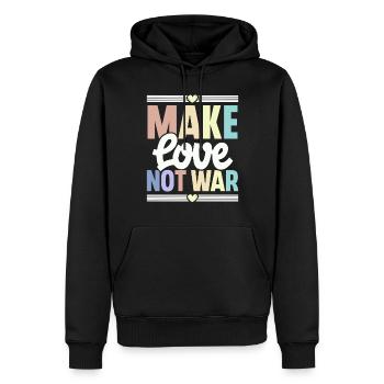 Make Love Not War - Männer Premium Bio Hoodie - Schwarz - Vorne - Nico (187cm)