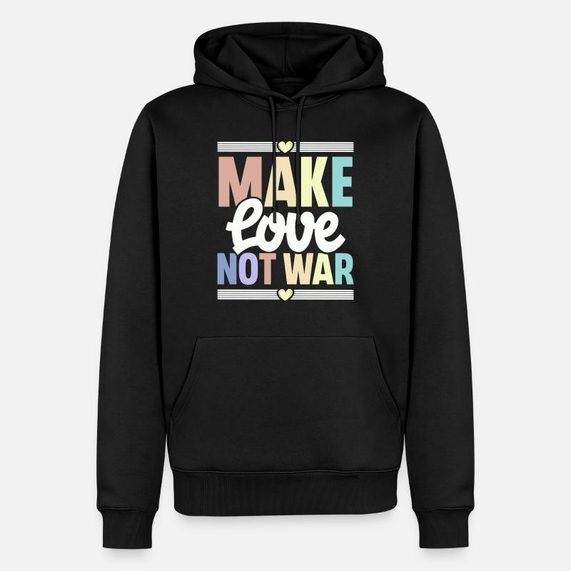 Make Love Not War - Männer Premium Bio Hoodie - Schwarz
