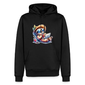 paresseux ordinateur portable cocktail travail - Sweat à capuche Premium bio Homme - noir - Devant - Nico (187cm)