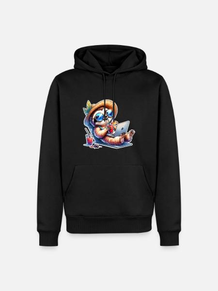 Sloth Laptop Cocktail Work - Men’s Premium Organic Hoodie - black