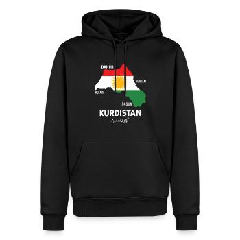 Drapeau du Kurdistan Bakur Bashur Rojava Rojhlt Newroz - Sweat à capuche Premium bio Homme - noir - Devant - Nico (187cm)