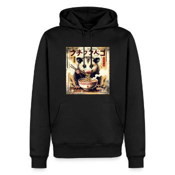 Ramen Opossum Grunge Poster Style - Männer Premium Bio Hoodie - Schwarz - Vorne - Nico (187cm)