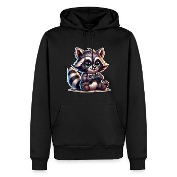 Raccoon Gamer - Sweat à capuche Premium bio Homme - noir - Devant - Nico (187cm)