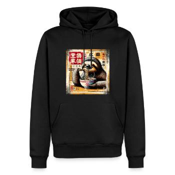 Sloth Ramen Grunge Poster Style - Men’s Premium Organic Hoodie - black - Front - Nico (187cm)