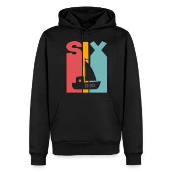 Voilier du 6e anniversaire - Sweat à capuche Premium bio Homme - noir - Devant - Nico (187cm)