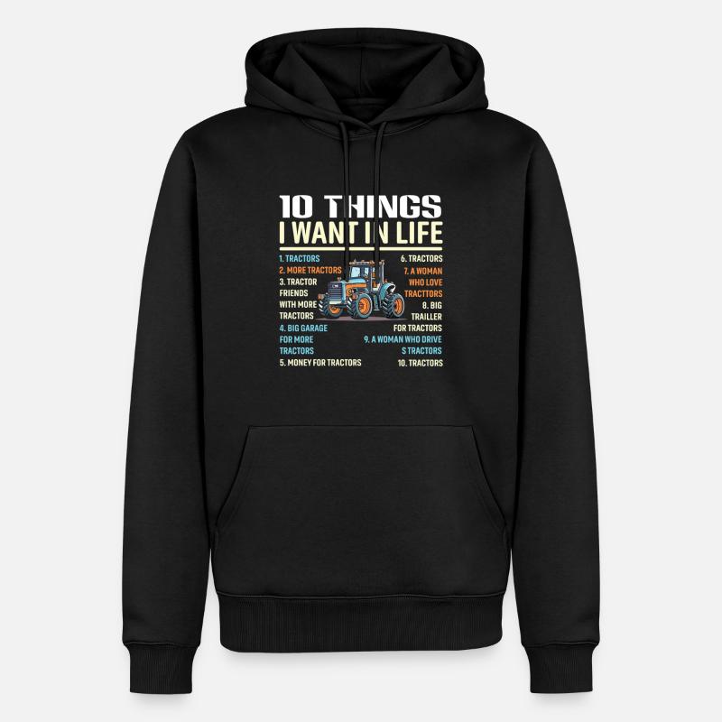 Traktor - Männer Premium Bio Hoodie - Schwarz