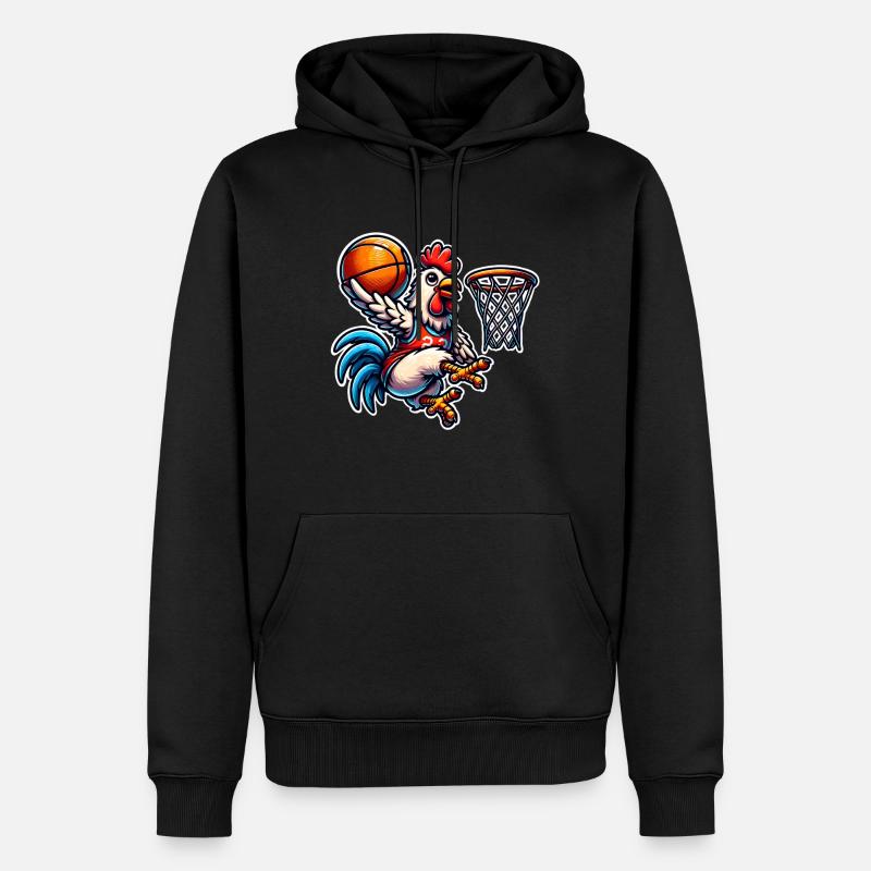 Poulet de basket-ball - Sweat à capuche Premium bio Homme - noir
