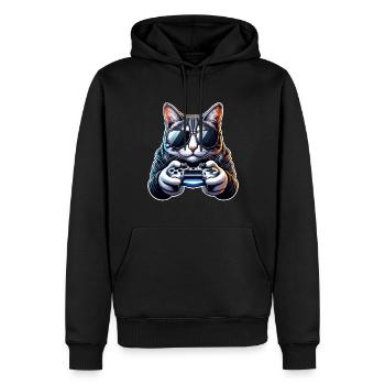 Katze Gamer Gaming Nerd - Männer Premium Bio Hoodie - Schwarz - Vorne - Nico (187cm)