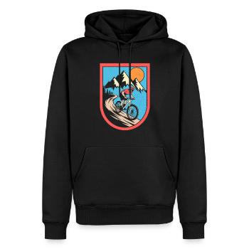 VTT Vélo Cyclisme - Sweat à capuche Premium bio Homme - noir - Devant - Nico (187cm)