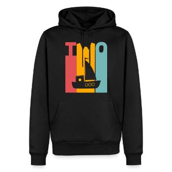 Voilier 2ème anniversaire - Sweat à capuche Premium bio Homme - noir - Devant - Nico (187cm)