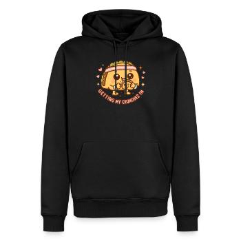 Meine Crunches im Fitnessstudio machen Lustiger Ta - Männer Premium Bio Hoodie - Schwarz - Vorne - Nico (187cm)