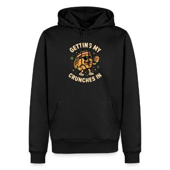 Meine Crunches im Fitnessstudio machen Lustiger Ta - Männer Premium Bio Hoodie - Schwarz - Vorne - Nico (187cm)