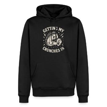 Meine Crunches im Fitnessstudio machen Lustiger Ta - Männer Premium Bio Hoodie - Schwarz - Vorne - Nico (187cm)