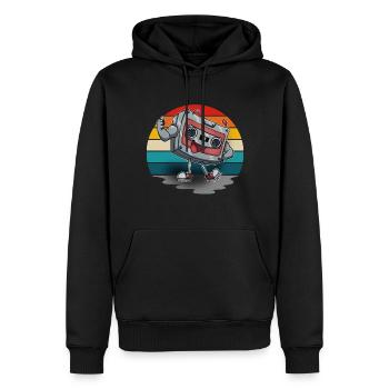 Kassette - Männer Premium Bio Hoodie - Schwarz - Vorne - Nico (187cm)