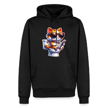 Katze Toilette Zeitung - Männer Premium Bio Hoodie - Schwarz - Vorne - Nico (187cm)