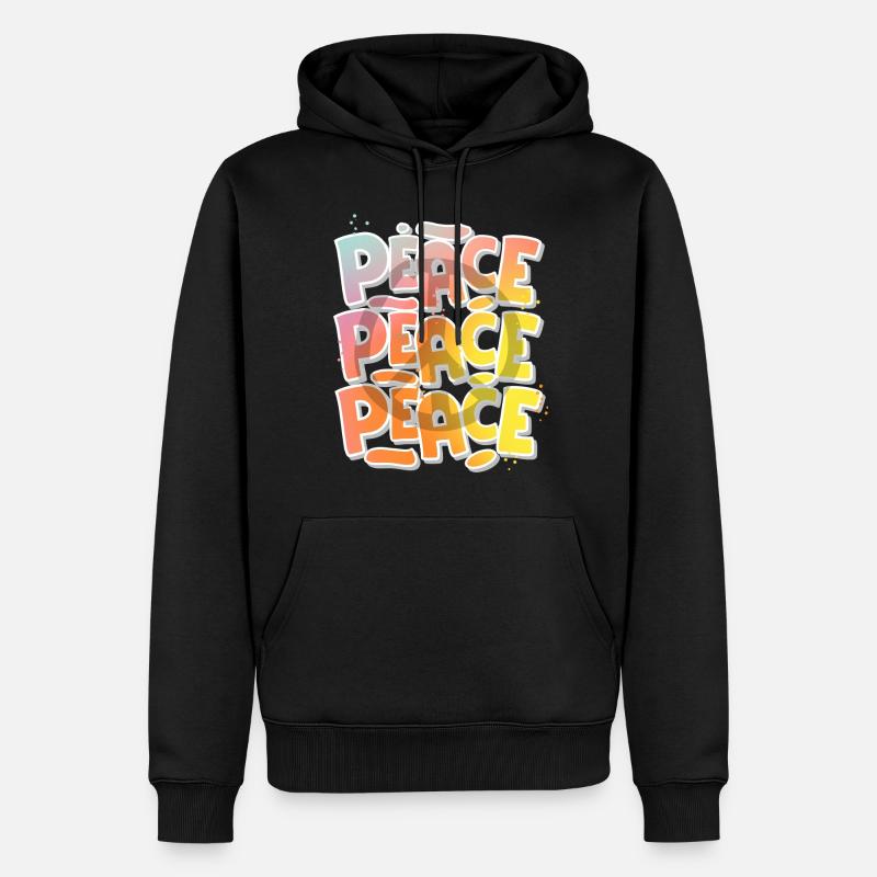 Peace - Männer Premium Bio Hoodie - Schwarz