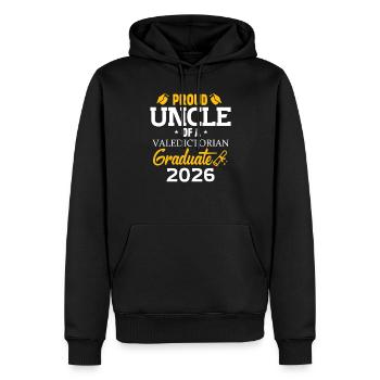 Oncle d’une famille diplômée en 2026 - Sweat à capuche Premium bio Homme - noir - Devant - Nico (187cm)