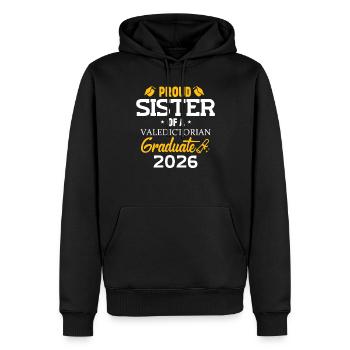 Schwester einer Jahrgangsbesten-Absolventin 2026 F - Männer Premium Bio Hoodie - Schwarz - Vorne - Nico (187cm)