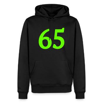 Numéro 65 - Sweat à capuche Premium bio Homme - noir - Devant - Nico (187cm)
