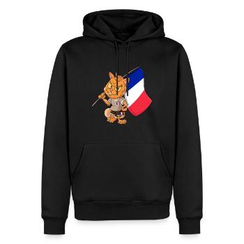 Frankreich Fan Katze - Männer Premium Bio Hoodie - Schwarz - Vorne - Nico (187cm)