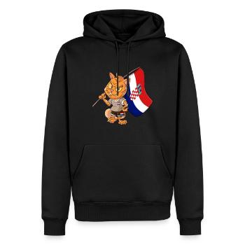 Chat fan croate - Sweat à capuche Premium bio Homme - noir - Devant - Nico (187cm)