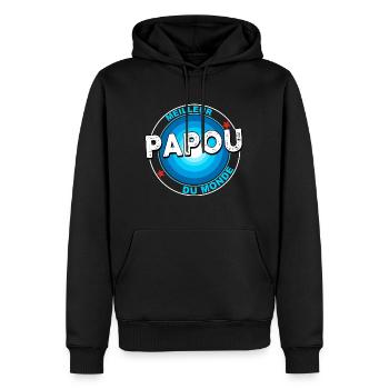 Meilleur Papou du monde Cadeau Cool - Sweat à capuche Premium bio Homme - noir - Devant - Nico (187cm)