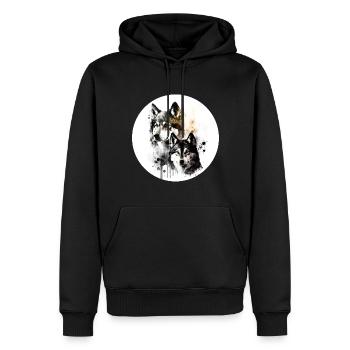 Husky and Wolf - Men’s Premium Organic Hoodie - black - Front - Nico (187cm)