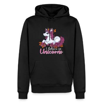 I believe in Unicorns Niedliches Einhorn Geschenk - Männer Premium Bio Hoodie - Schwarz - Vorne - Nico (187cm)