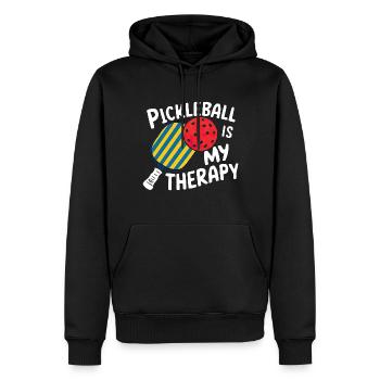 Pickleball Is My Therapy - Männer Premium Bio Hoodie - Schwarz - Vorne - Nico (187cm)