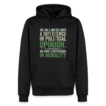 Wir haben keine politischen Meinungsverschiedenheiten mehr - Männer Premium Bio Hoodie - Schwarz - Vorne - Nico (187cm)