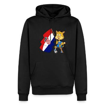 Chat fan croate - Sweat à capuche Premium bio Homme - noir - Devant - Nico (187cm)