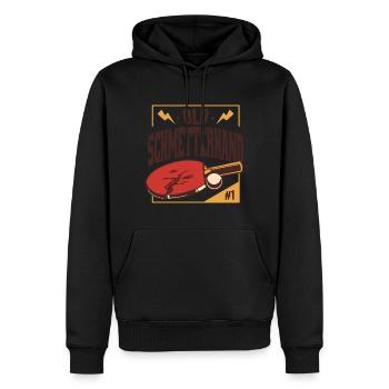 pingpongDesign - Sweat à capuche Premium bio Homme - noir - Devant - Nico (187cm)