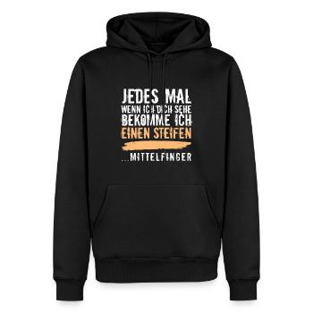 "Mittelfinger-Spruch" für Exfreundin oder Kollegen - Männer Premium Bio Hoodie - Schwarz - Vorne - Nico (187cm)