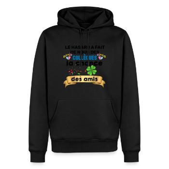 Collègue et amis idée Cadeau Homme Meilleur - Sweat à capuche Premium bio Homme - noir - Devant - Nico (187cm)