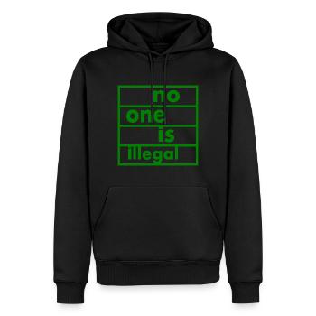 No one is illegal - Männer Premium Bio Hoodie - Schwarz - Vorne - Nico (187cm)